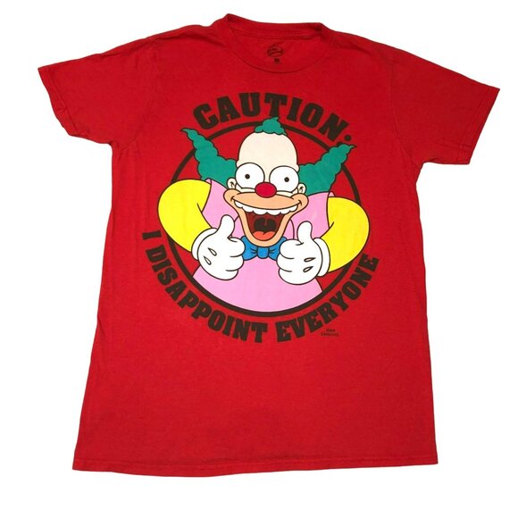 SIMPSONS KRUSTY THE CLOWN T SHIRT SIZE S RED I DISAPPOINT EVERYONE COTTON MENS - Picture 1 of 3